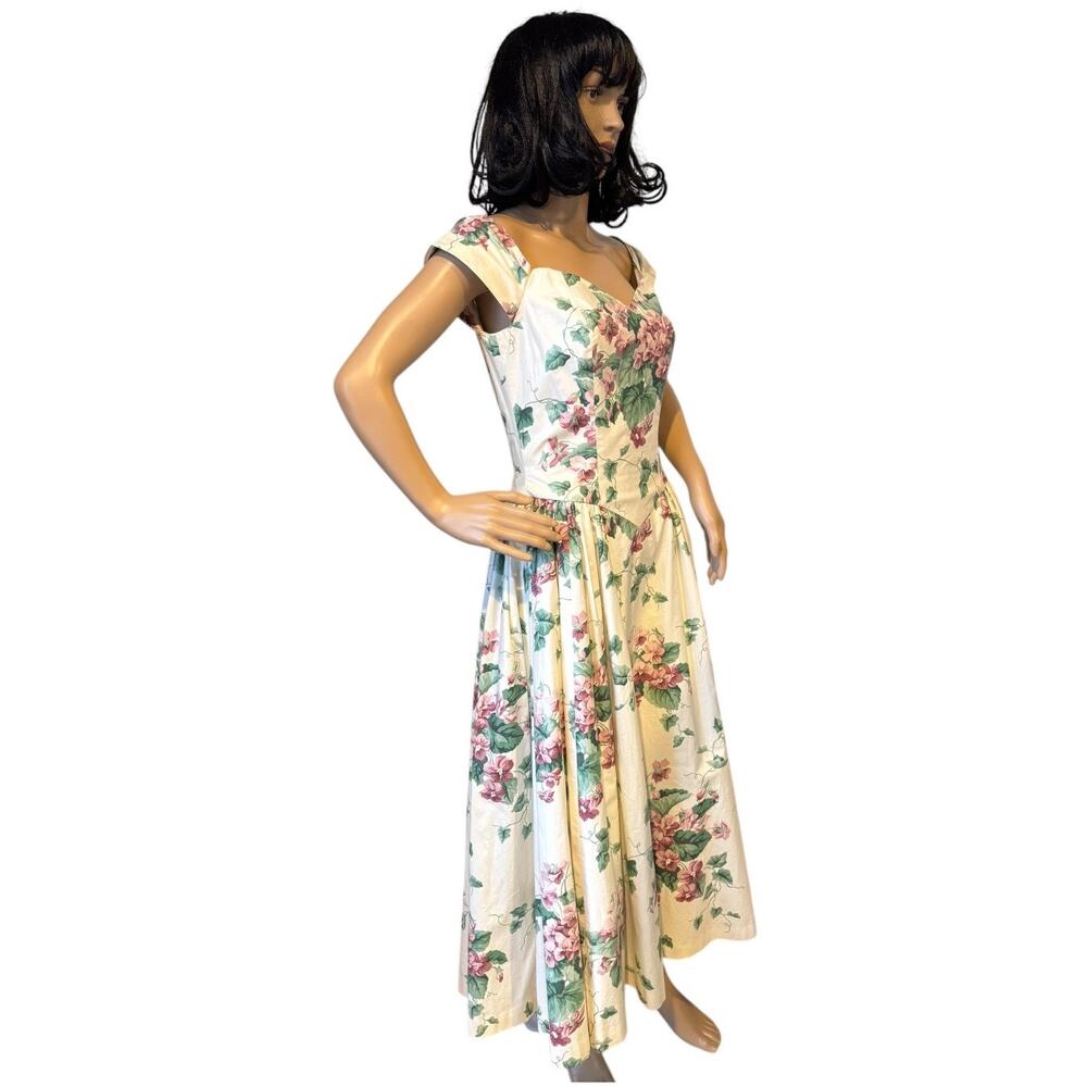 Vintage romantic floral pink Hydrindra off shoulder formal dress size small - Picture 9 of 16